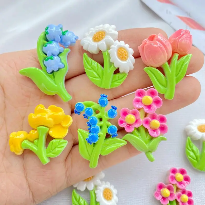 10 szt. Nowy uroczy żywiczny kreskówka piękny bukiet seria kwiatowa z płaskim tyłem części do Manicure do akcesoriów kokardy do włosów
