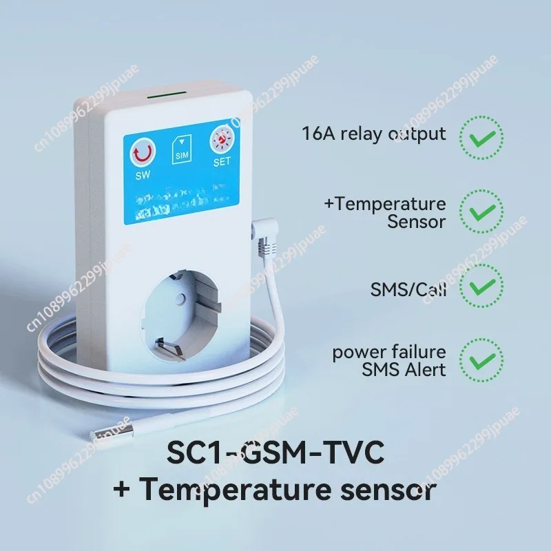 Smart Remote Control EU Power Socket Relay Switch, SMS Call Temperature Sensor Controller, 16A GSM Power Socket