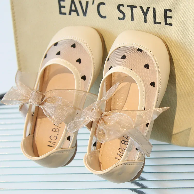 

Детские туфли принцессы, сетчатые туфли с бантом, классические туфли для свадьбы, Женская однотонная Милая дышащая обувь с круглым носком и шитьем