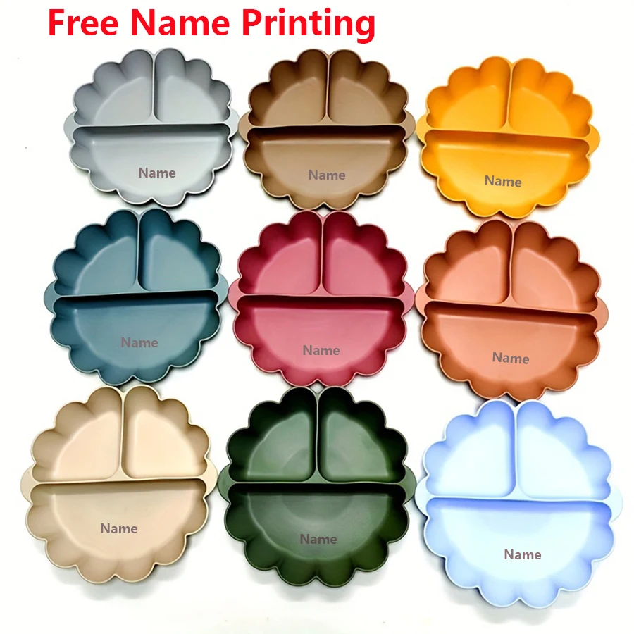 

Силиконовый разделенный поднос для еды для малышей с присоской, бесплатная персонализация, идеальный подарок для мальчиков и девочек