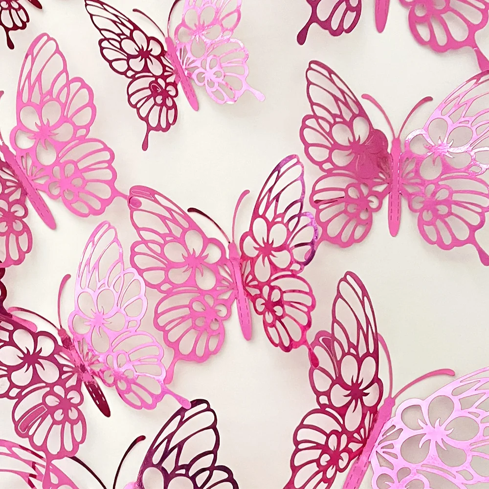 12Pcs/set 3D Hollow Butterfly Wall Stickers Wall Decor for Living Room Wedding Party Decoration Butterflies Decal Stickers
