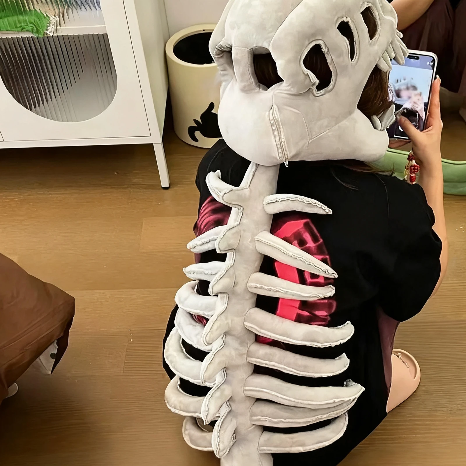 

Костюм 3D-скелета динозавра, забавный головной убор в виде скелета динозавра, плюшевый головной убор в виде скелета динозавра для взрослых и детей, унисекс, на Хэллоуин