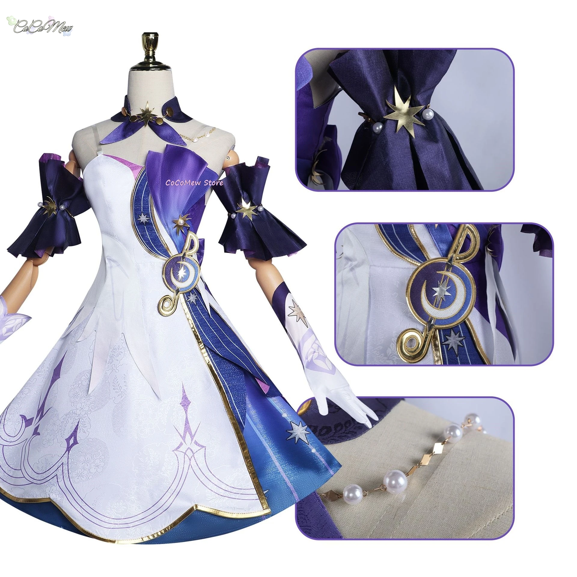 Costume de Cosplay du Jeu Honkai Star Rail pour Femme, Robe Imprimée en 3D, Perruque, Chaussures, Vêtements de ixde Carnaval