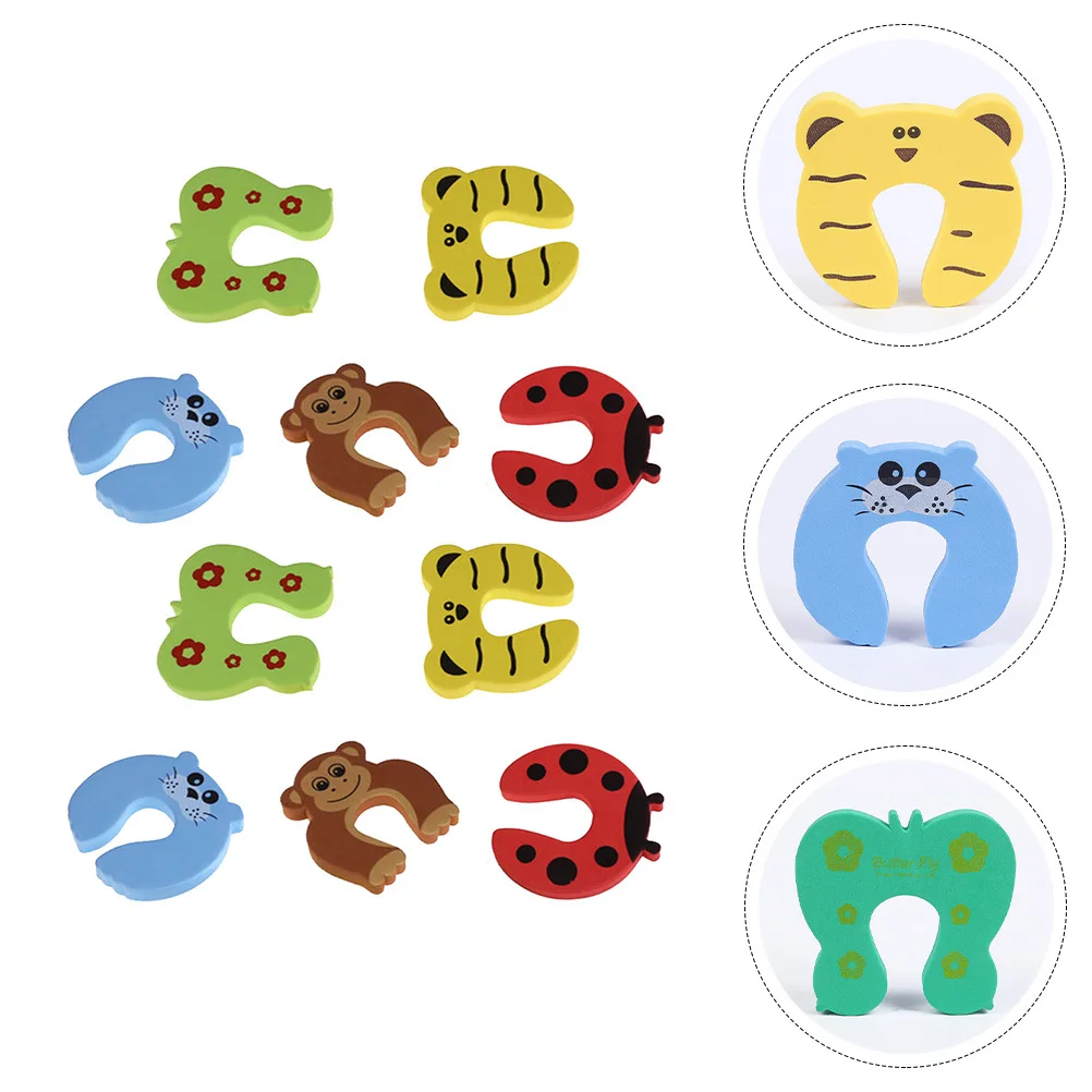 

10 шт., мультяшная пробка Eva, защита от защемления двери, защита для пальцев, домашняя дверная защелка, прочная текстурированная поверхность, безопасная для детей, домашних животных