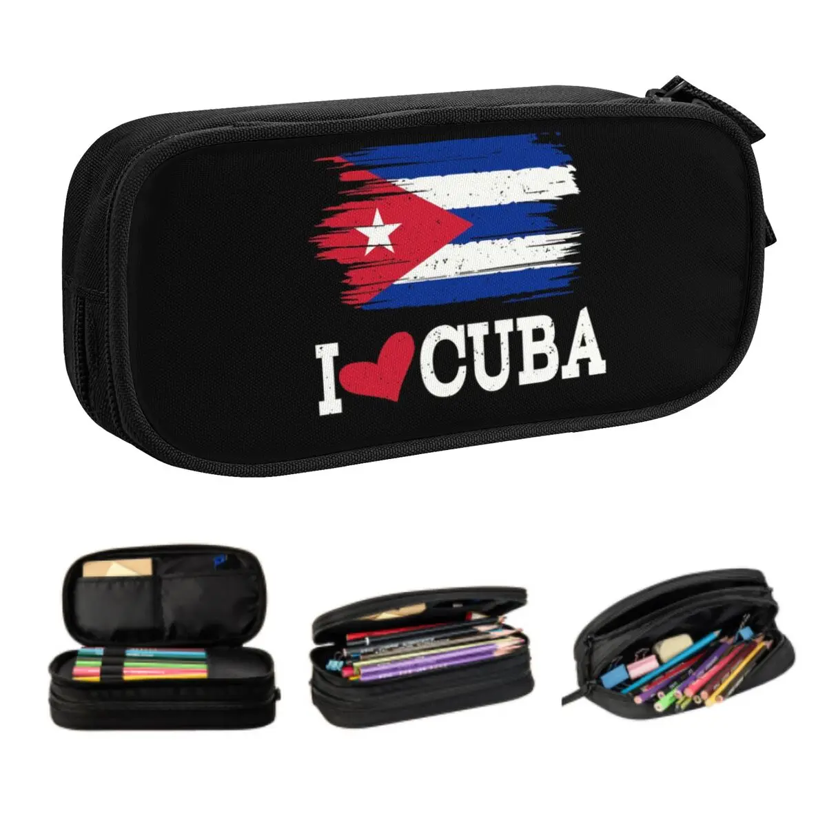 Cuba Cuban Havana Flag Customized Kawaii Pencil Cases Girl Boy Big Capacity I Love Cuba Pencil Bag Pouch Students Stationery