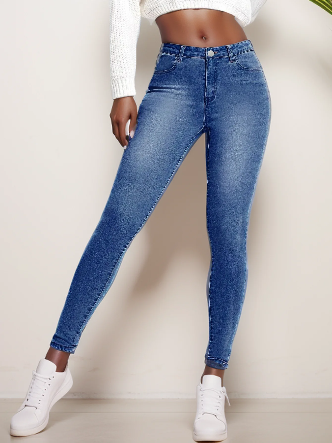 Jean Slim Taille Haute en Denim pour Femme, Pantalon Crayon, Mode d\'Été Décontractée, Style de Rue, Tempérament CommPiedmont