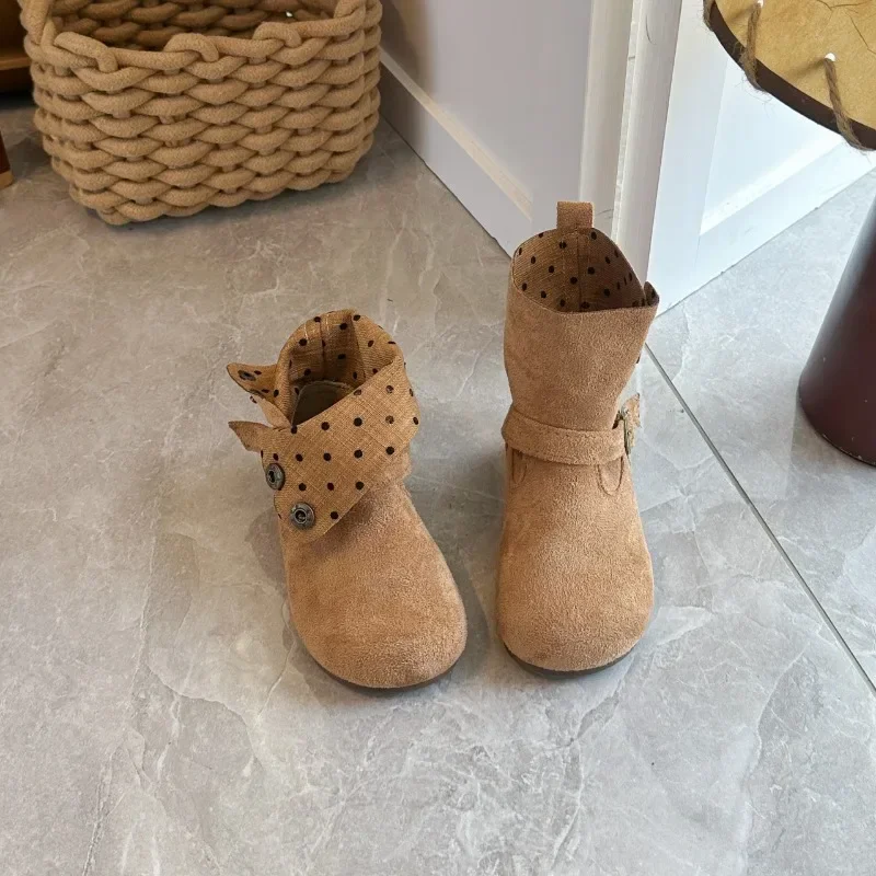 Autumn Girls Boots Comfortable Non Slip Outdoor Flat Ankle Boots Soft Retro Outdoors Suede Leather Cowboy Boots Botas Mujer