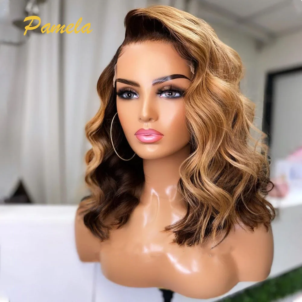 

Brazilian Ombre 1B 27 Colored Loose Wave Short Bob 13x4 Transparent Lace Front Glueless Wig Human Hair Ready To Go For Women