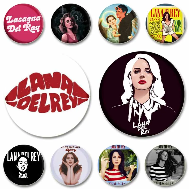 Handmade Round Badge Tinplate, Button Pins, Brooches on Backpack, Hat Collar Clothes, Jewelry Accessory, Lana Del Rey