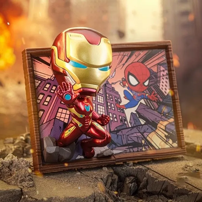 POP MART Marvel Photo Frame Series Blind Box 2024 New Q-Style Iron Man Spider man Mystery Box Children Toys Birthday Gift