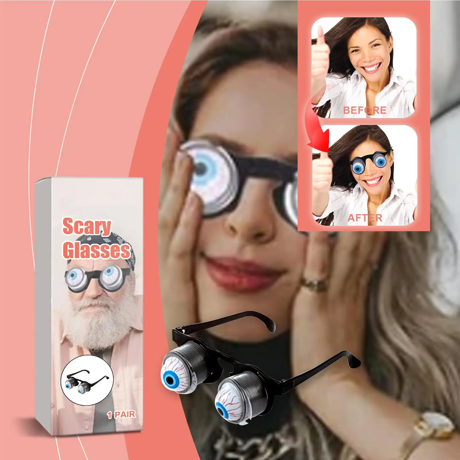 Gafas de ojos emergentes aterradoras, ojos caídos, gafas de primavera, disfraz de mascarada de Halloween, juguete divertido, gafas de broma, accesorios para fotos