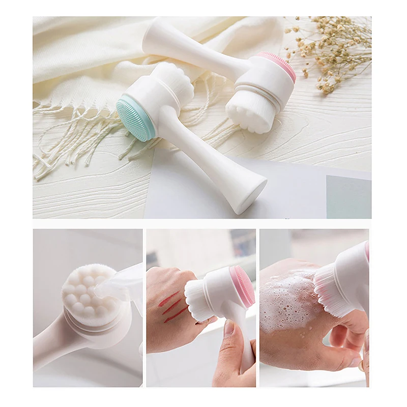 3D Seiten Silikon Doppelseitige Gesichtsreiniger Pinsel Mitesser Entfernung Produkt Poren Reinigung Peeling Gesicht Peeling Pinsel Set