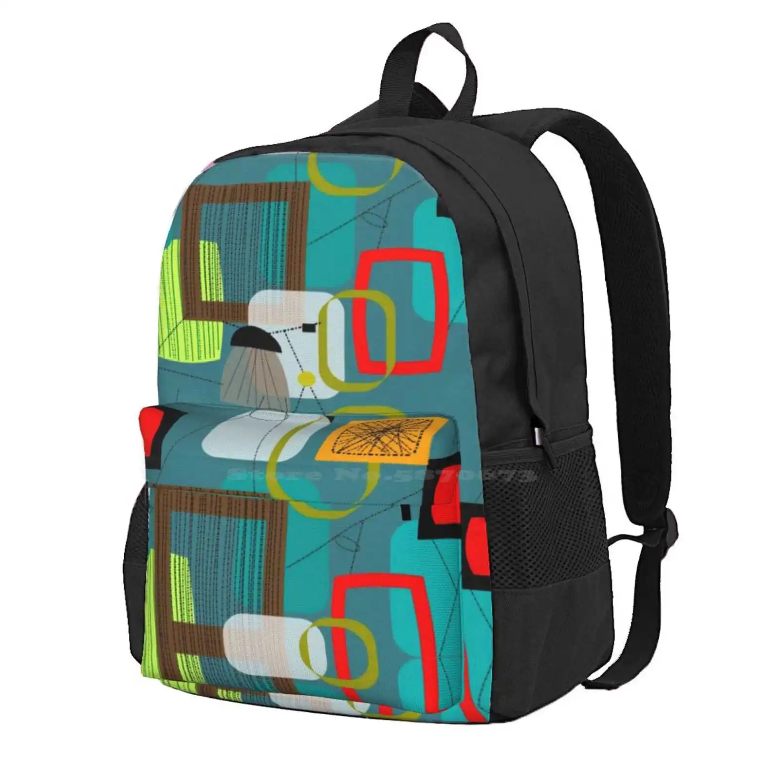 Mid-Century Modern Abstract Art Iii Hot Sale Schoolbag Backpack Fashion Bags 1940S Inspired Atomic Era Inspired Best Midcentury