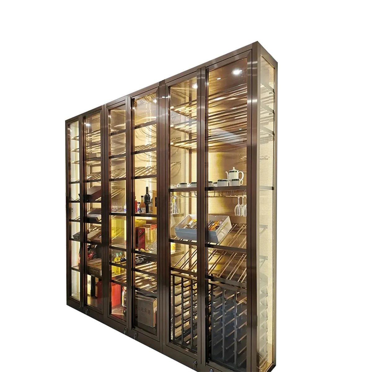 

Customized winery villa constant humidity t temperature stainless cabinet basement wine cellar light luxury Baijiu red wine