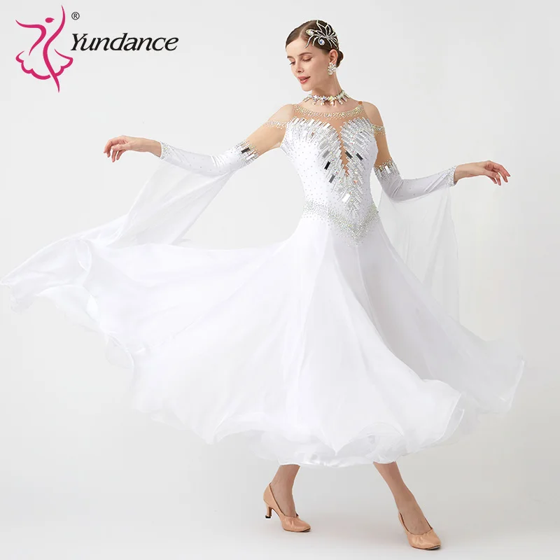 B-23119 New Women Modern Dance Rhinestone Color Diversity Dress Ballroom National Standard Waltz Competition Performance