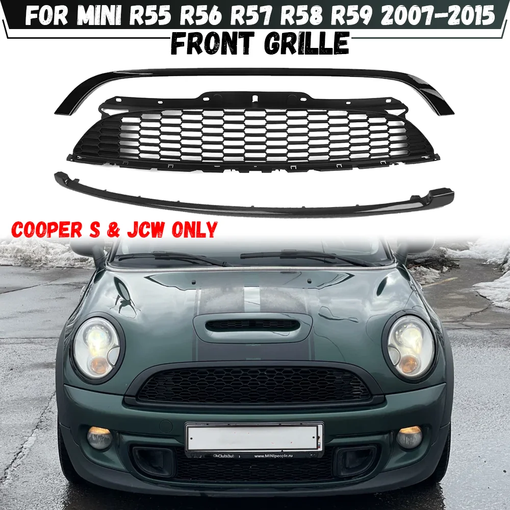 

Front Bumper Center Grille Honeycomb Hood Mesh Grill For Mini R55 R56 R57 R58 R59 2007-2015 Cooper S & JCW (Not for Cooper)