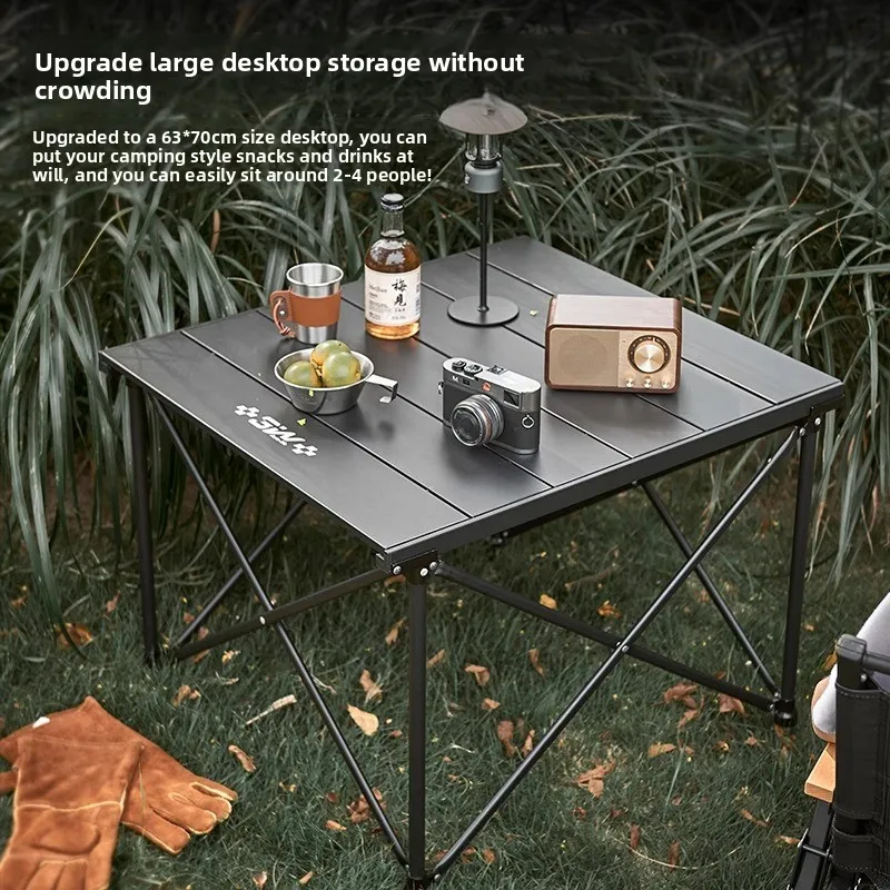 

Portable outdoor folding egg roll table ultra-light carbon steel camping table self-driving picnic