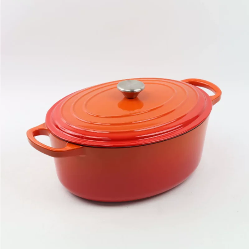 Bread Baking Stewing Frying Enameled Cast Iron Kitchen Cooking Pots Non-Stick Dutch Oven Pot Oval Hot Pots With Lid  and Handles