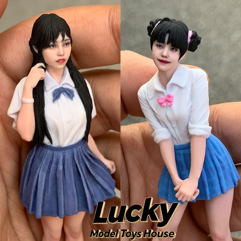 Uniforme JK a escala 1/16, escultura de chica de belleza impresa colorida, adorno de escritorio/coche, muñeca femenina de 10cm, juguetes, regalo, accesorio de escena