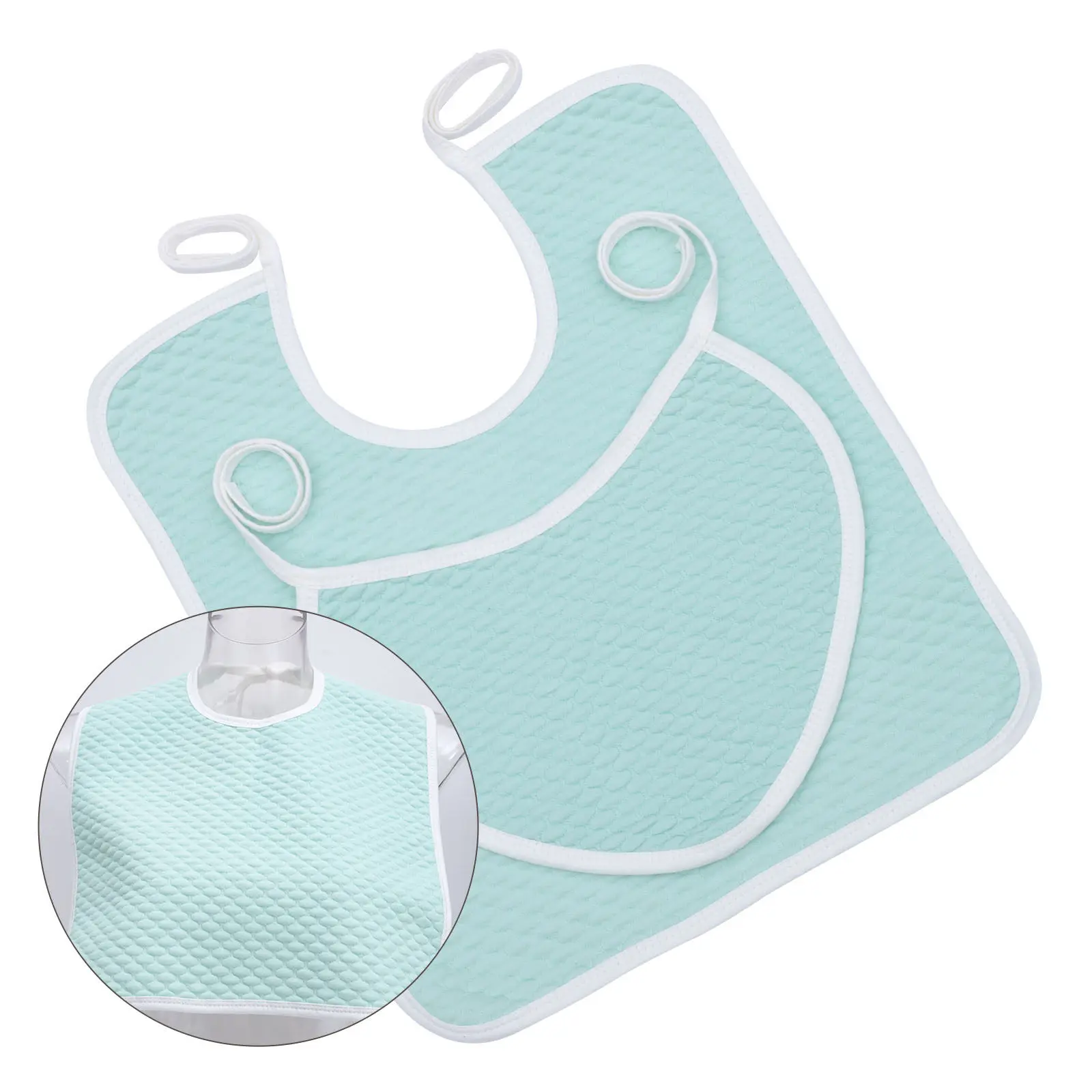 

2Pcs Elders Cotton Bibs Portable Waterproof Feeding Dining Bibs Soft Skin-Friendly Quick-Dry Protective Elderly Saliva Towels