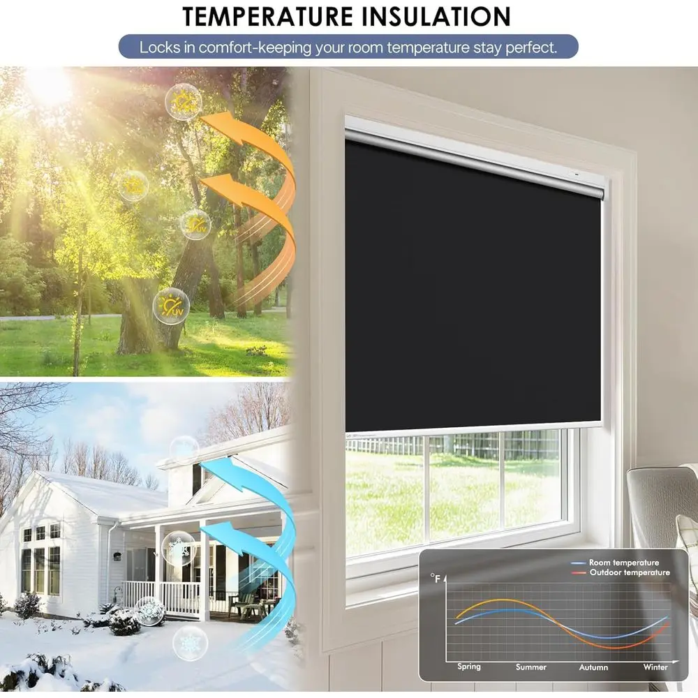 Slimme verduisteringsgordijnen op zonne-energie, afstandsbediening, Alexa-compatibel, zwart, 34x72