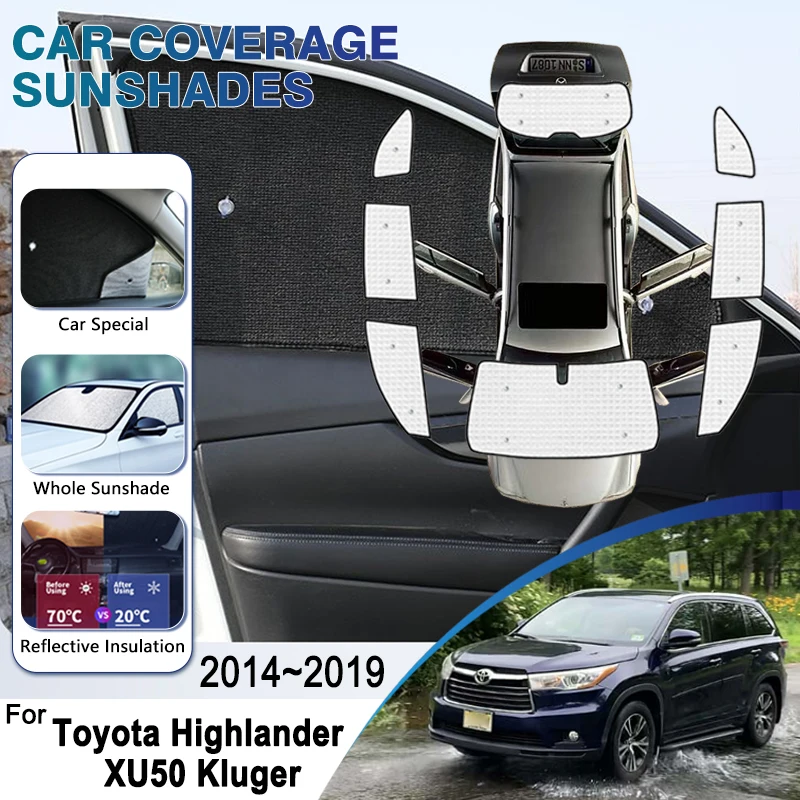 

Anti-UV Car Windows Shading For Toyota Highlander XU50 Kluger 2014~2019 Windows Mat Sun Windshield Front Rear Visors Accessories