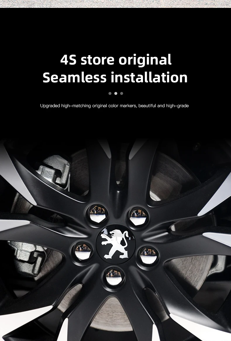 4er-Set spezielle Radnabenabdeckungen für neue Peugeot Modelle 206, 307, 308, 207, 3008, 208, 407, 508, 2008, 5008, 301, 406, 408, 607, 4008 – Detail 4