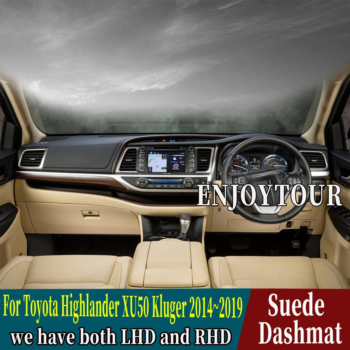 

Car-styling Suede Leather Dashmat Dashboard Cover Dash Mat Accessories Carpet For Toyota Highlander XU50 Kluger 2014~2019 2018