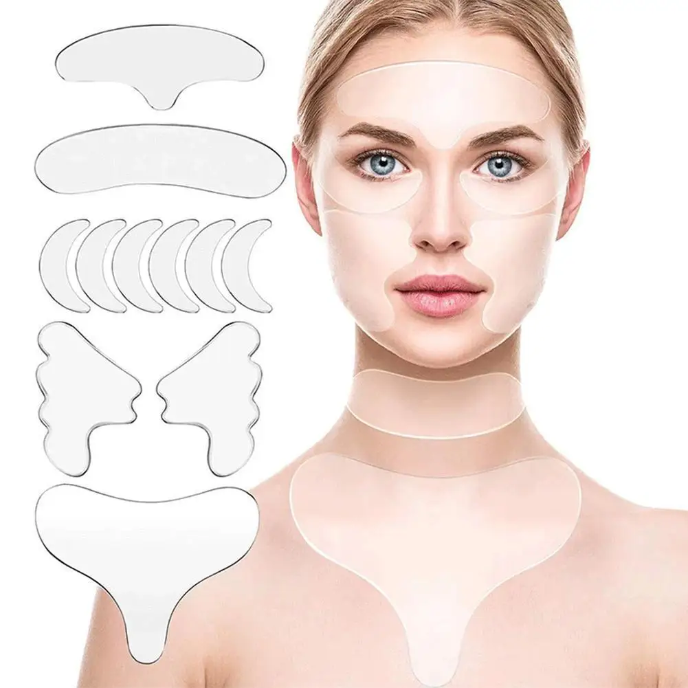 سيليكون المضادة للتجاعيد بقع رفع أشرطة منصات الجبين العين الصدر الرقبة بقع قابلة لإعادة الاستخدام الصدر الجلد مزيل التجاعيد وسادة عصا