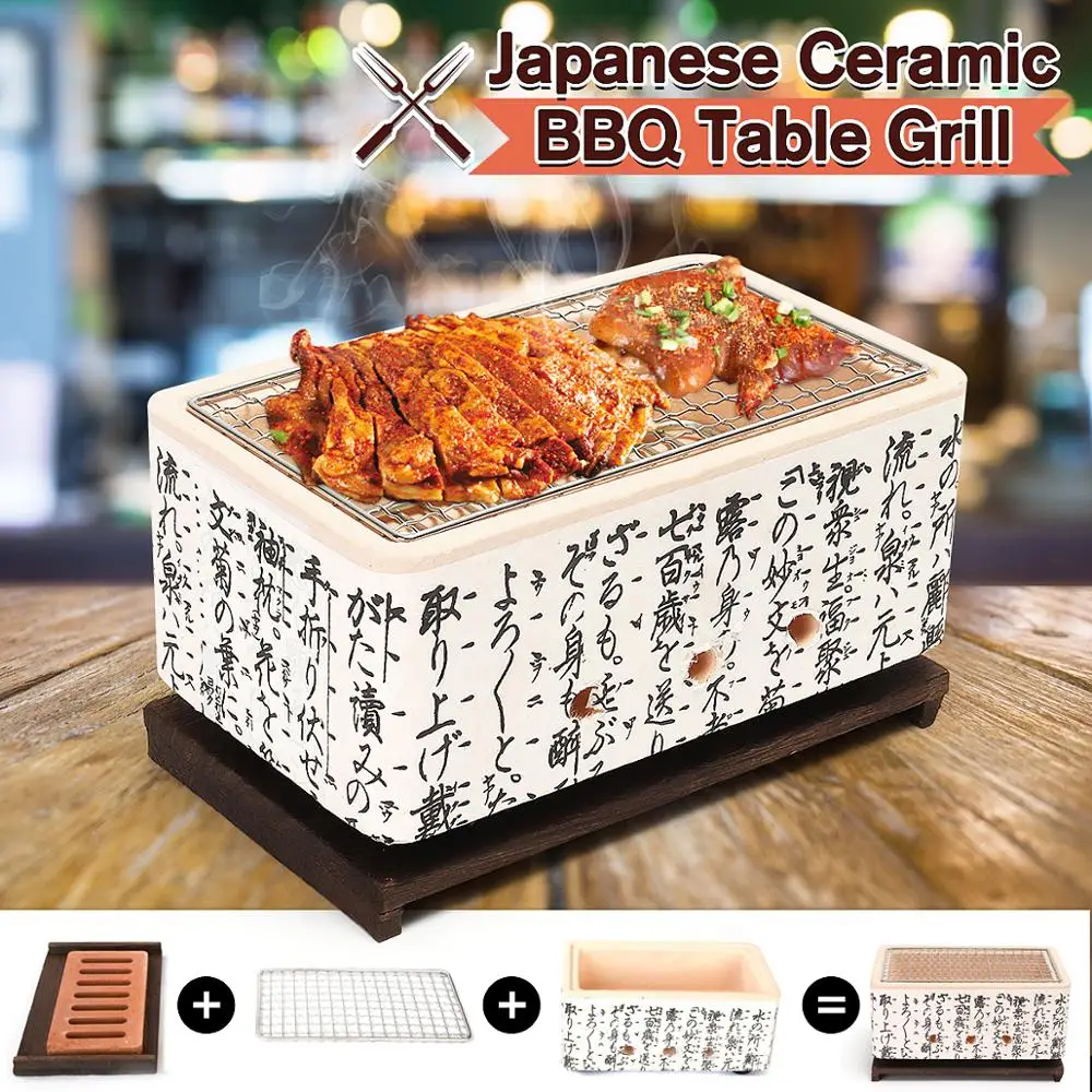 

Портативный керамический настольный гриль-барбекю Yakitori, угольный мини-гриль, экологически чистый гриль-барбекю на 2-3 человека для улицы, дома