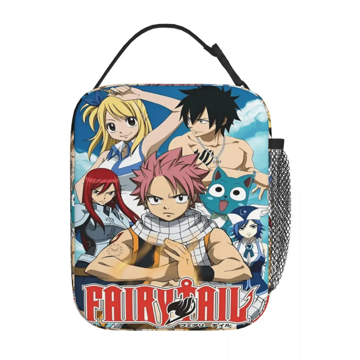 حقيبة غداء معزولة من Happy Fairy Tail Manga للرجال والنساء، حقيبة طعام محمولة، صندوق غداء حراري مبرد للمكتب المدرسي