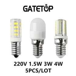 5PCS/LOT LED corn lamp refrigerator light E14 AC220V 1.5W 3W 4W no strobe warm white light suitable for crystal lamp chandelier