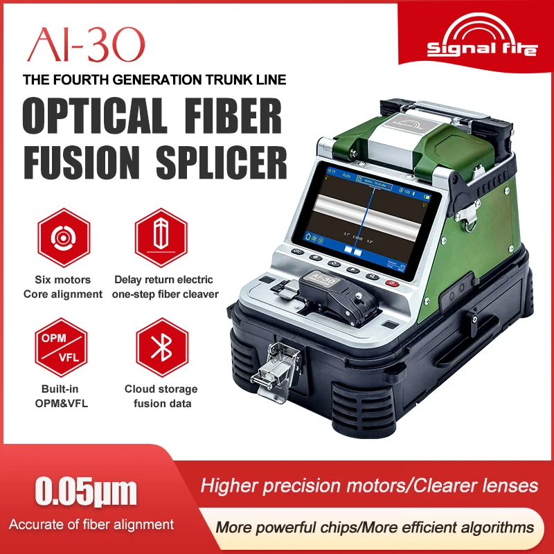 AI-30 Six Motors Fusion Splicer Fiber Optic Signal Fire's Fusion Splicing Machine 5 Years Warranty FTTH WiFi 4G 3G GPRS Networks