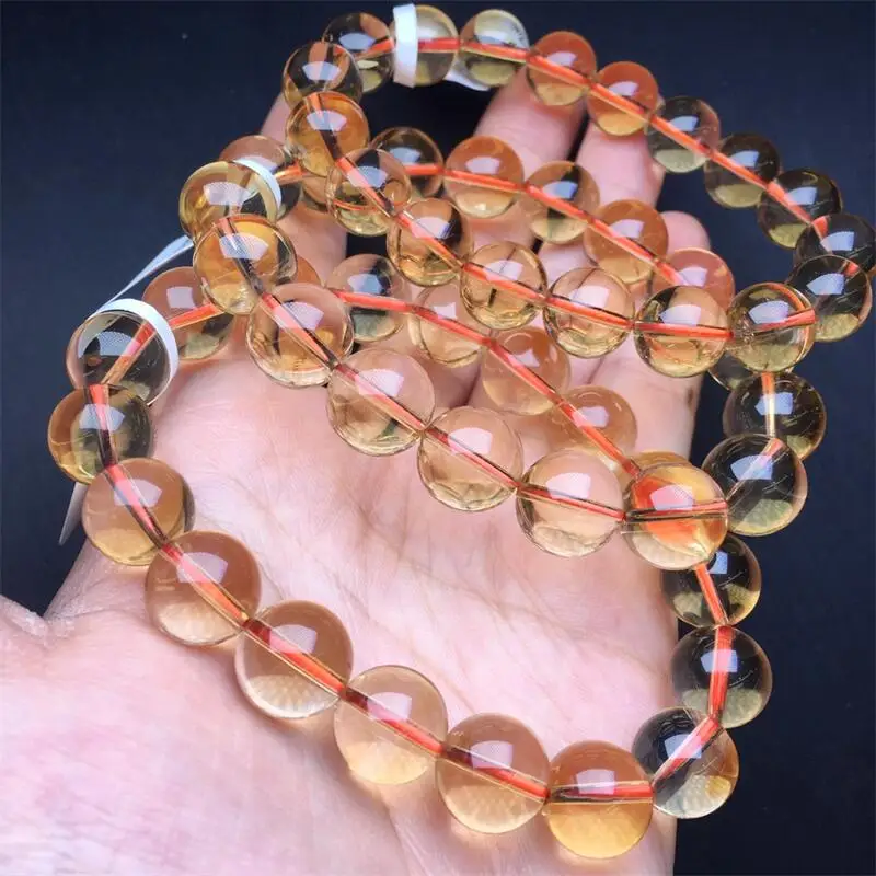 

Браслет из натурального цитрина 12 мм, модный энергетический камень, рейки, целебный кристалл, нить, подарок для йоги, 1 шт.