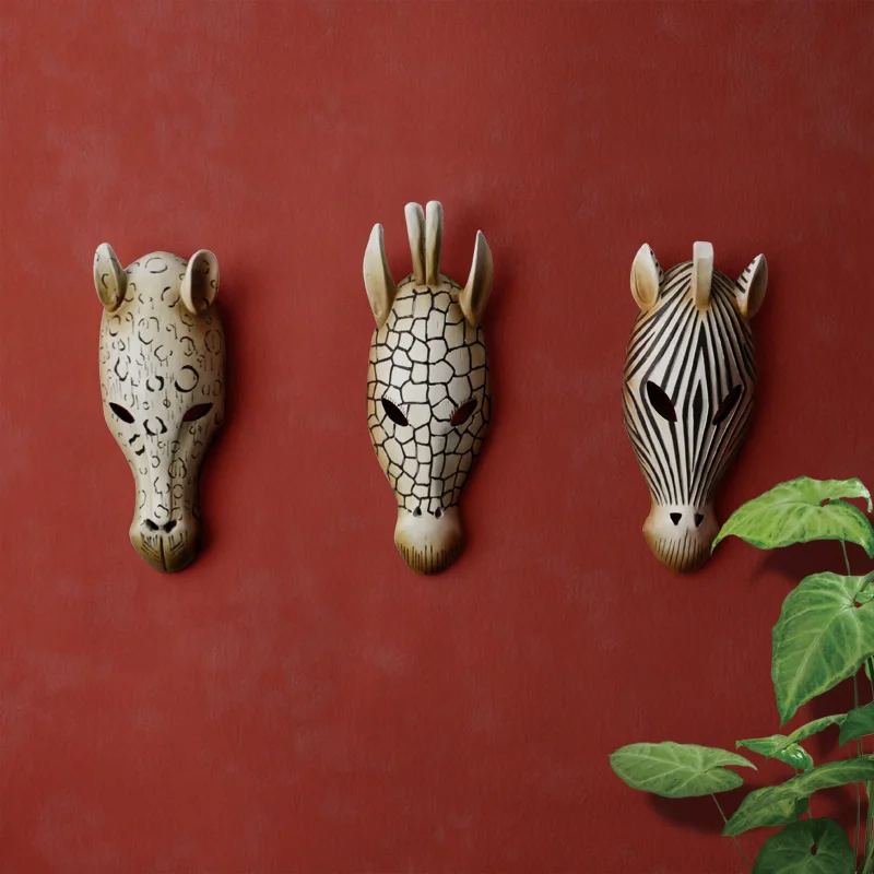 

Real animal mask pendant wall decoration handicrafts home bar guest restaurant