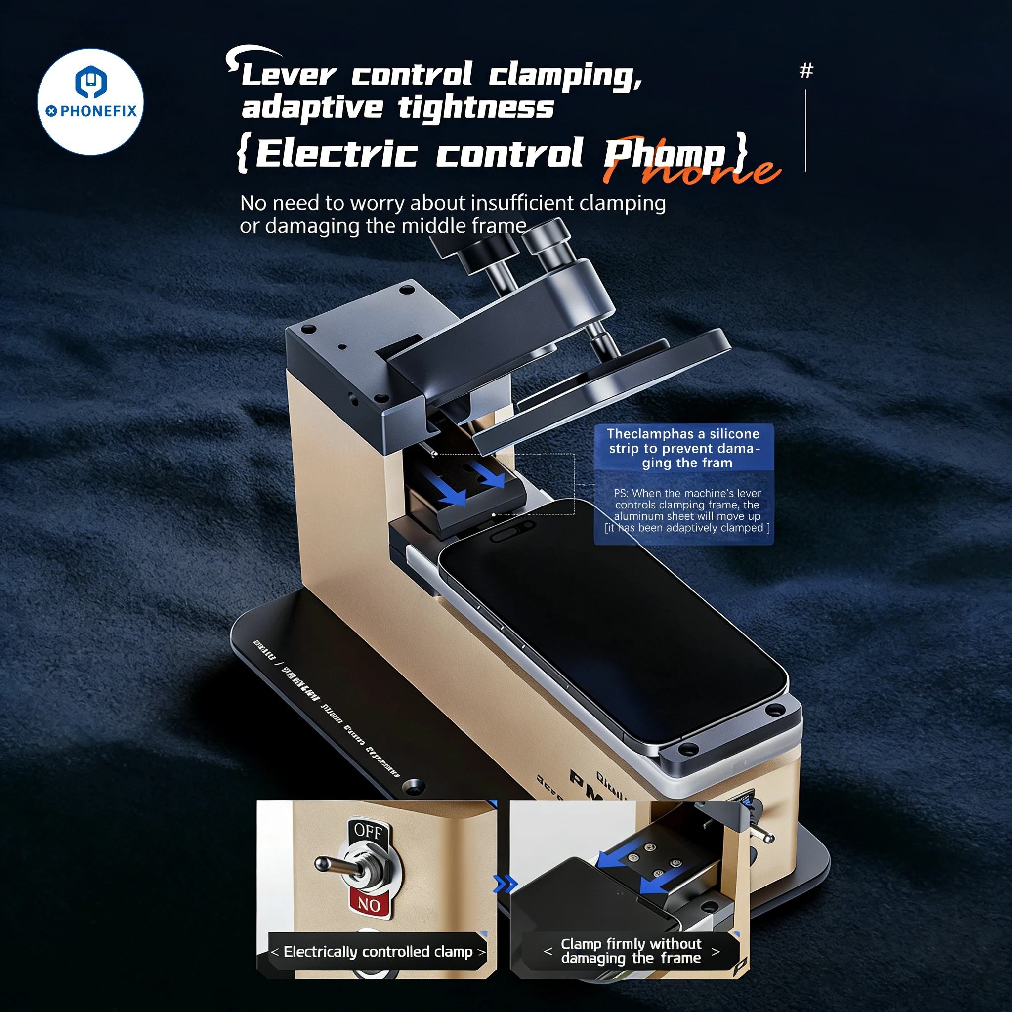 PM361 Electric Mobile Phone LCD Frame Separator for Apple Android Flat /Curved Screens Bracket Back Cover Heating Removal Repair