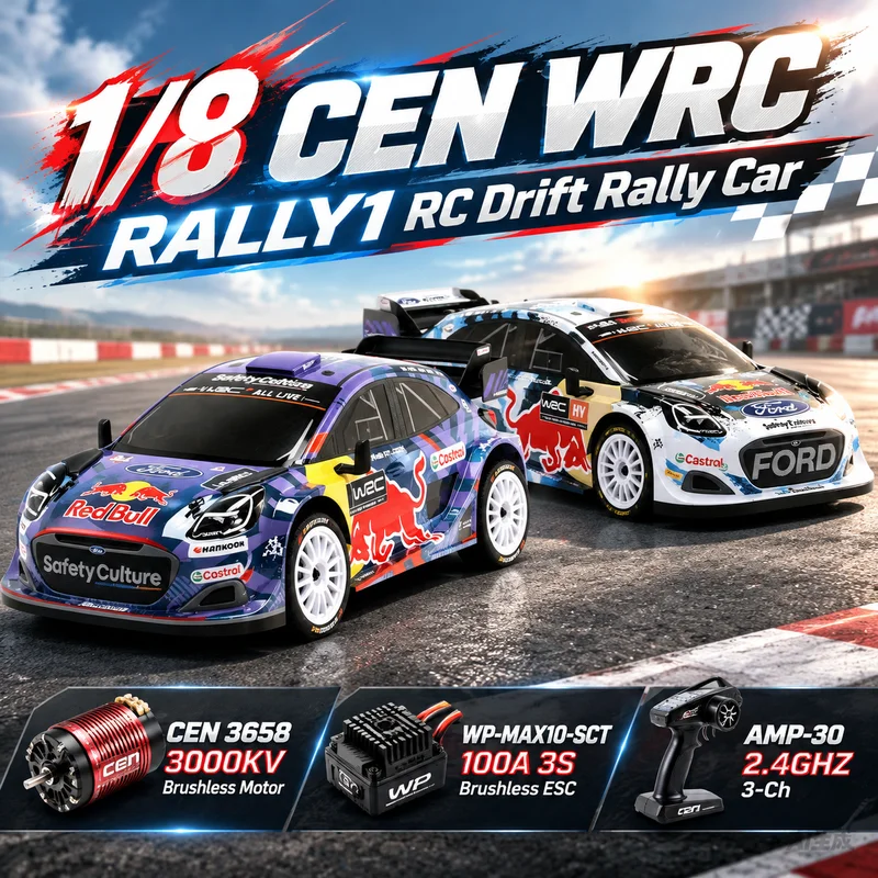 New CEN 1/8 Brushless Remote Control Simulated Electric Ford PUMA WRC RALLY1 High-Speed 3S Drift Rally Car RC Off-Road Model Toy