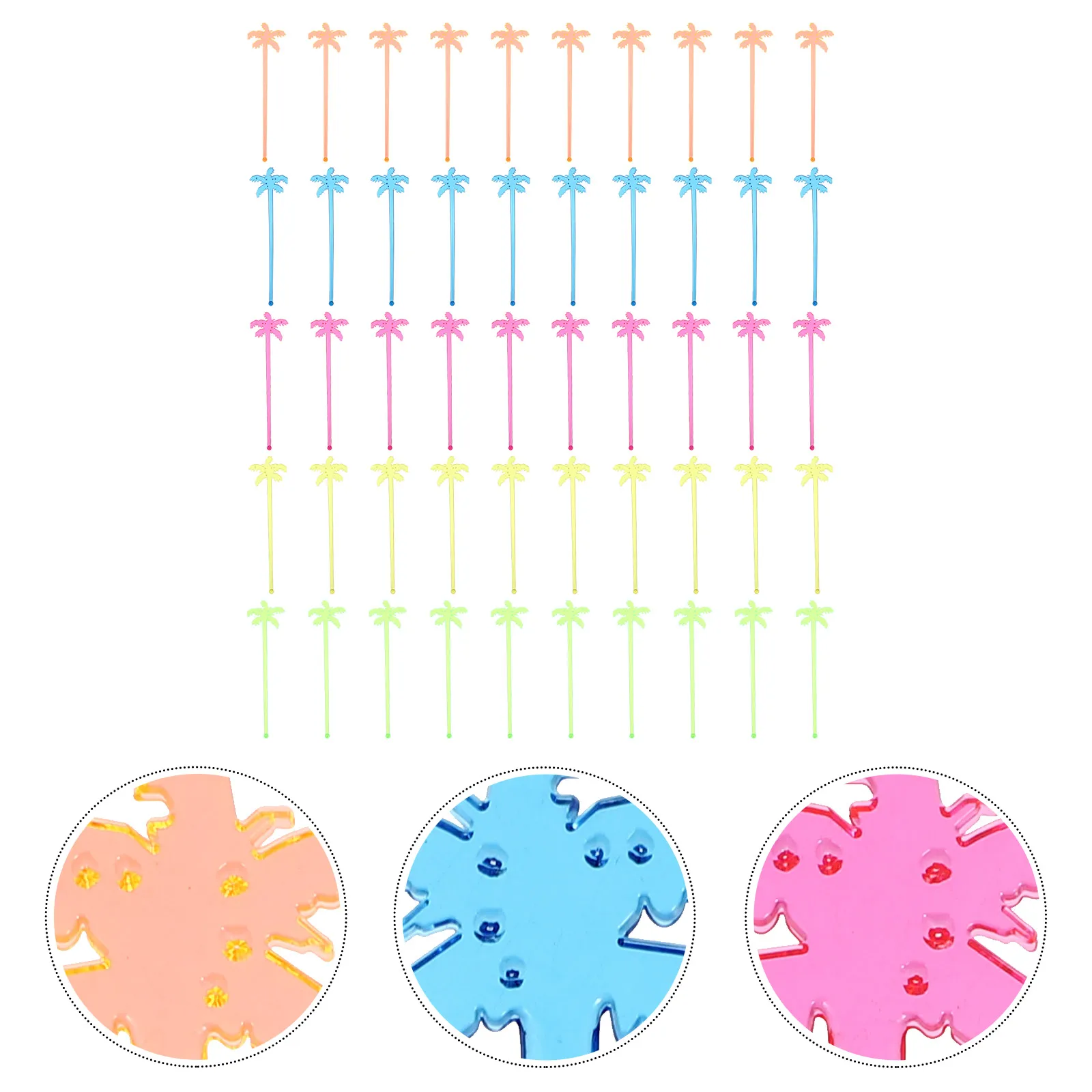 

50pcs Coconut Tree Shaped Swizzle Sticks Plastic Drink Stirrers Long H Cocktail Mixer for Parties Banquets Bar Supplies