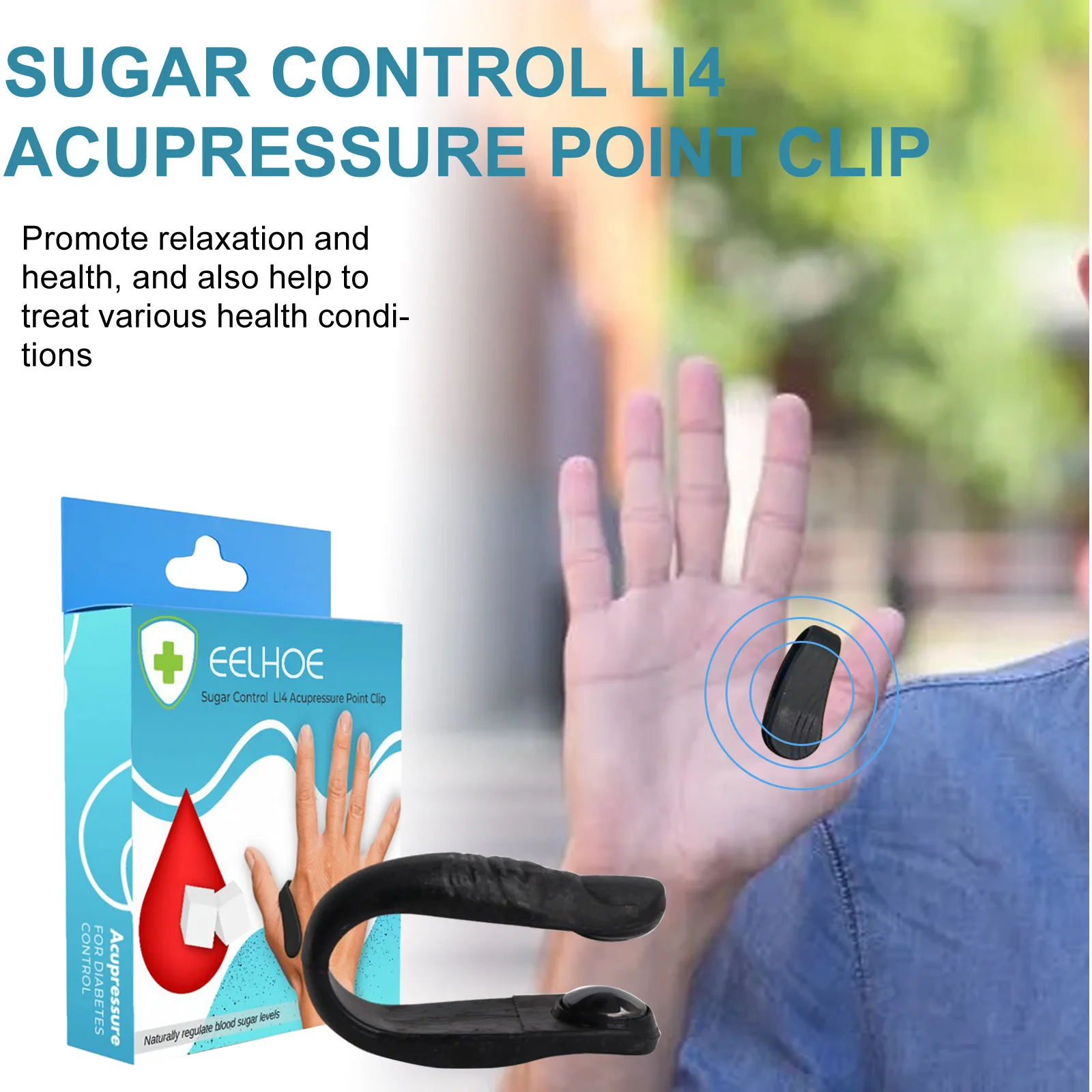 Sugar Control Acupressure Point Clip for Diabetic Treatment Blood Glucose Relief Balance Relaxation Tension Anxiety Health Care