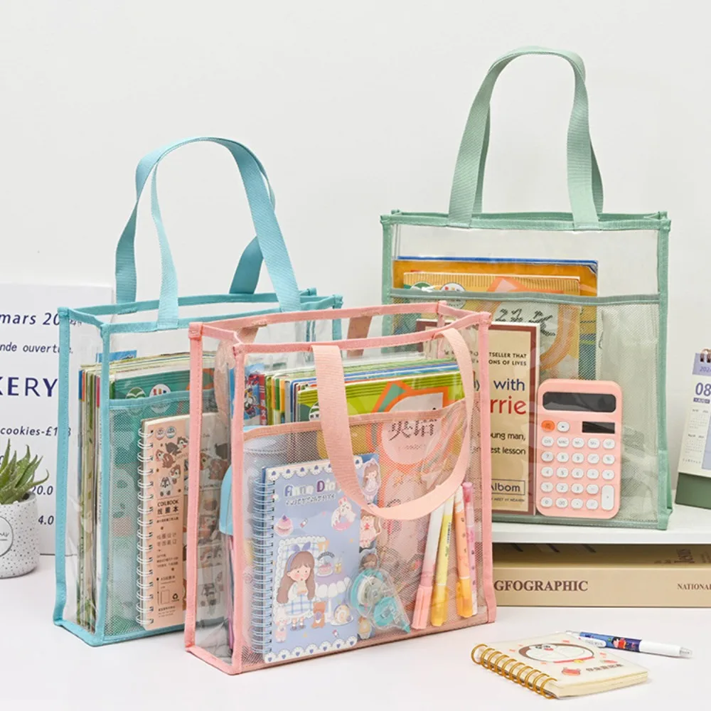 

PVC Pouch Bag Transparent Large Capacity Transparent File Bag Multifunctional Thickened Data Storage Bag School Office Supplies