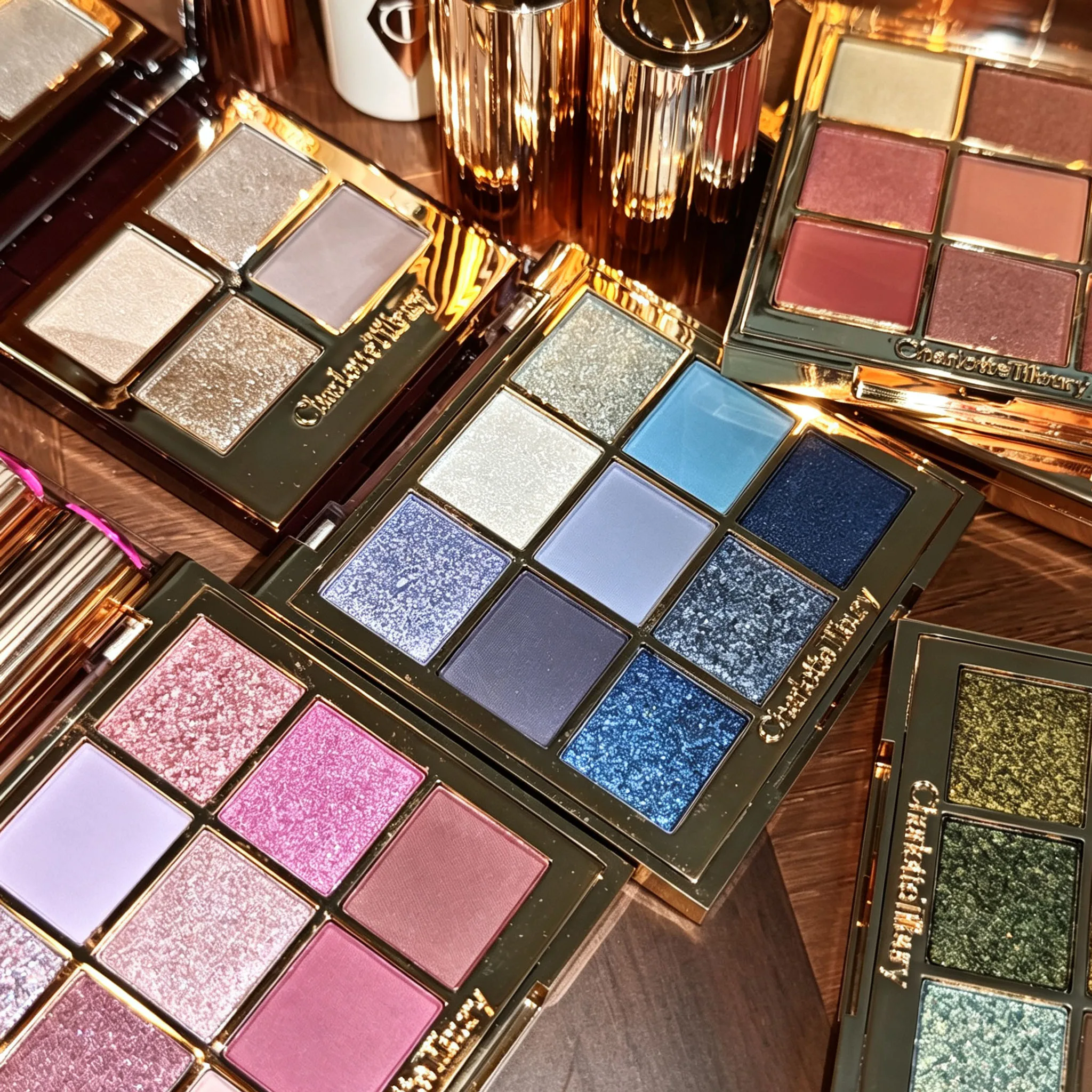 Luxury Charlotte 4-Color Highlight Eye Shadow Plate Pearl Matte Finish Brighten Lasting Makeup Fine Glitter Eye Tilbury Makeup