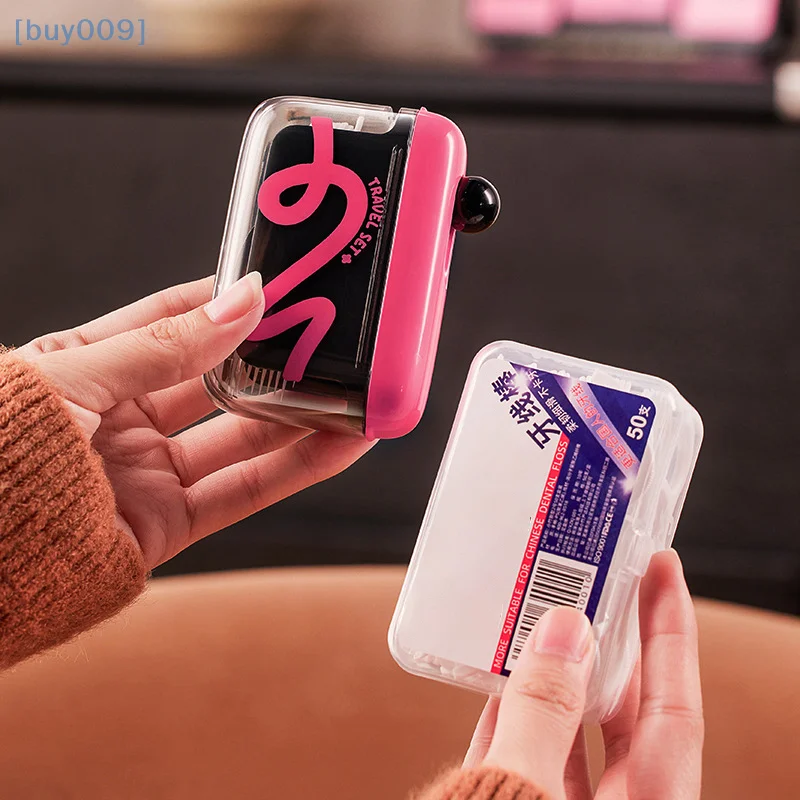 

Floss Dispenser Automatic Ejectable Floss Organiser Oral Care Press-on Disposable Flossing Sticks Refillable Storage Box