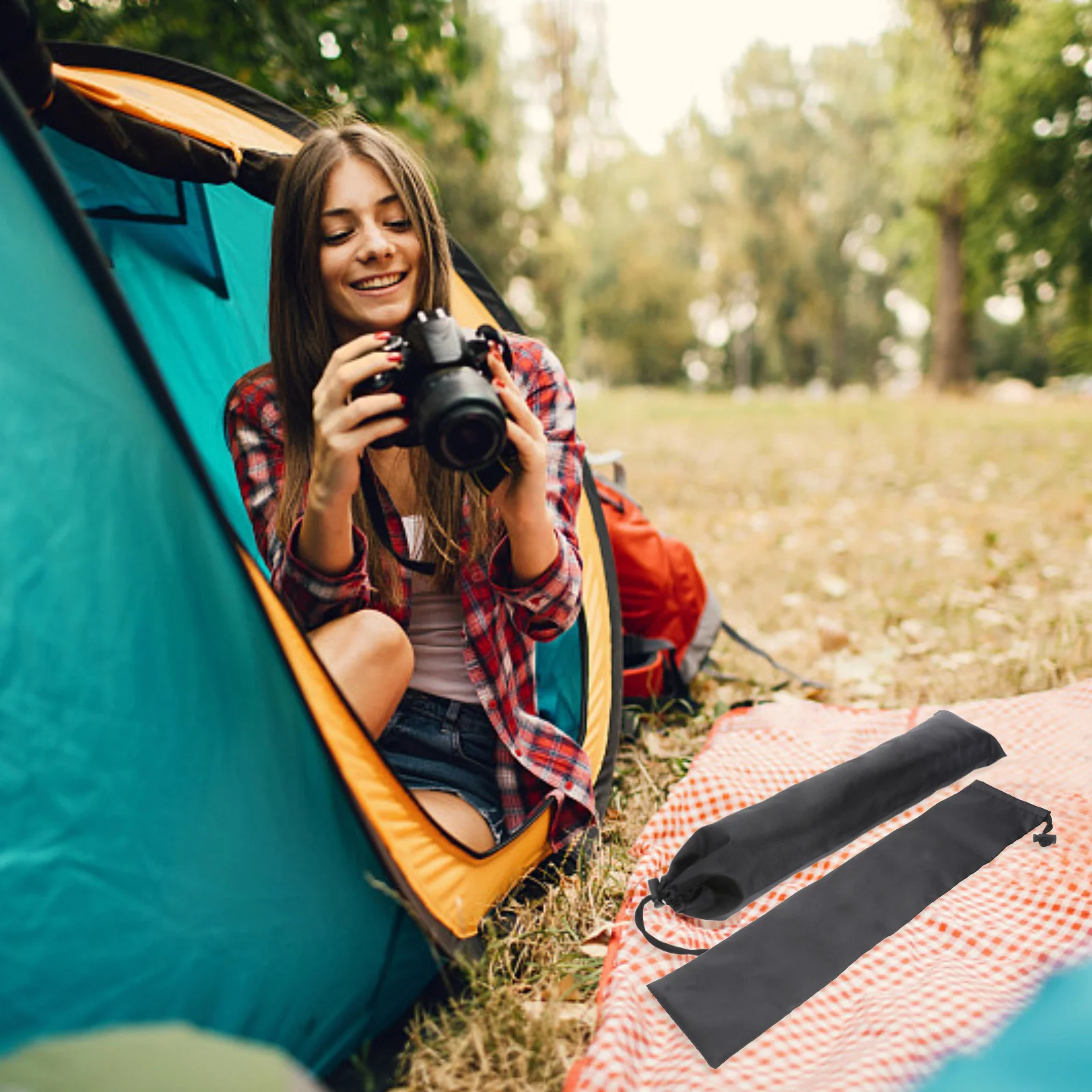 

2Pcs Tent Pole Storage Bag Outdoor Portable Organizer Pouch Camping Awning Rod Carrying Case Durable 45cm Camping Storage Bag