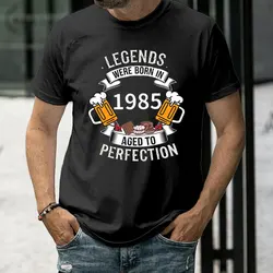 Men'S 1985 Legends Born in Perfection T-Shirt Beer Print MEN Tees 40th Birthday T-shirts Casual O-Neck Short Sleeve Tee Tops