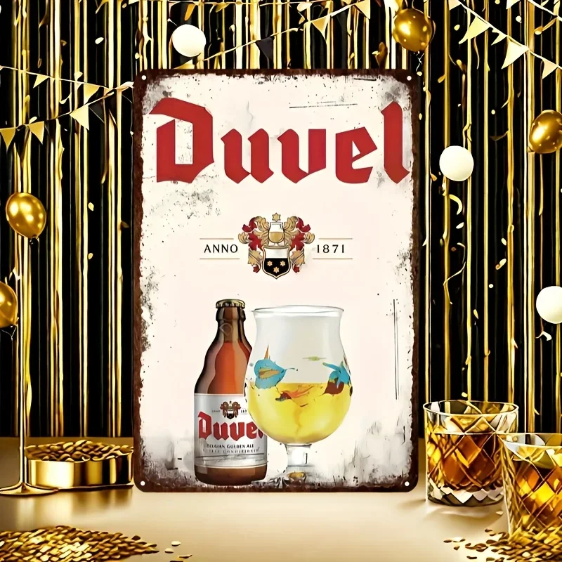 Duvel Vintage Metal Sign, , Pre-Drilled, Weather-Resistant Iron Wall Art, Retro Home, Bar, Restaurant, Garage Decor, Multi-Purp