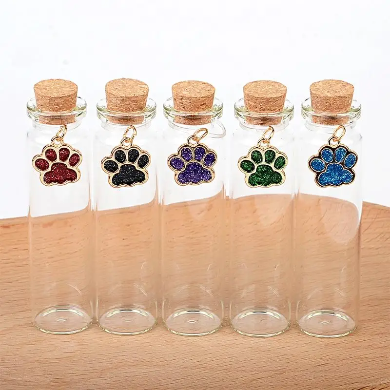 【CC】Pet Fur Memorial Glass Bottle Cat Whiskers Storage Bottle With Cork Stopper Perfect For Storing Dog Cat Hair As Souvenir