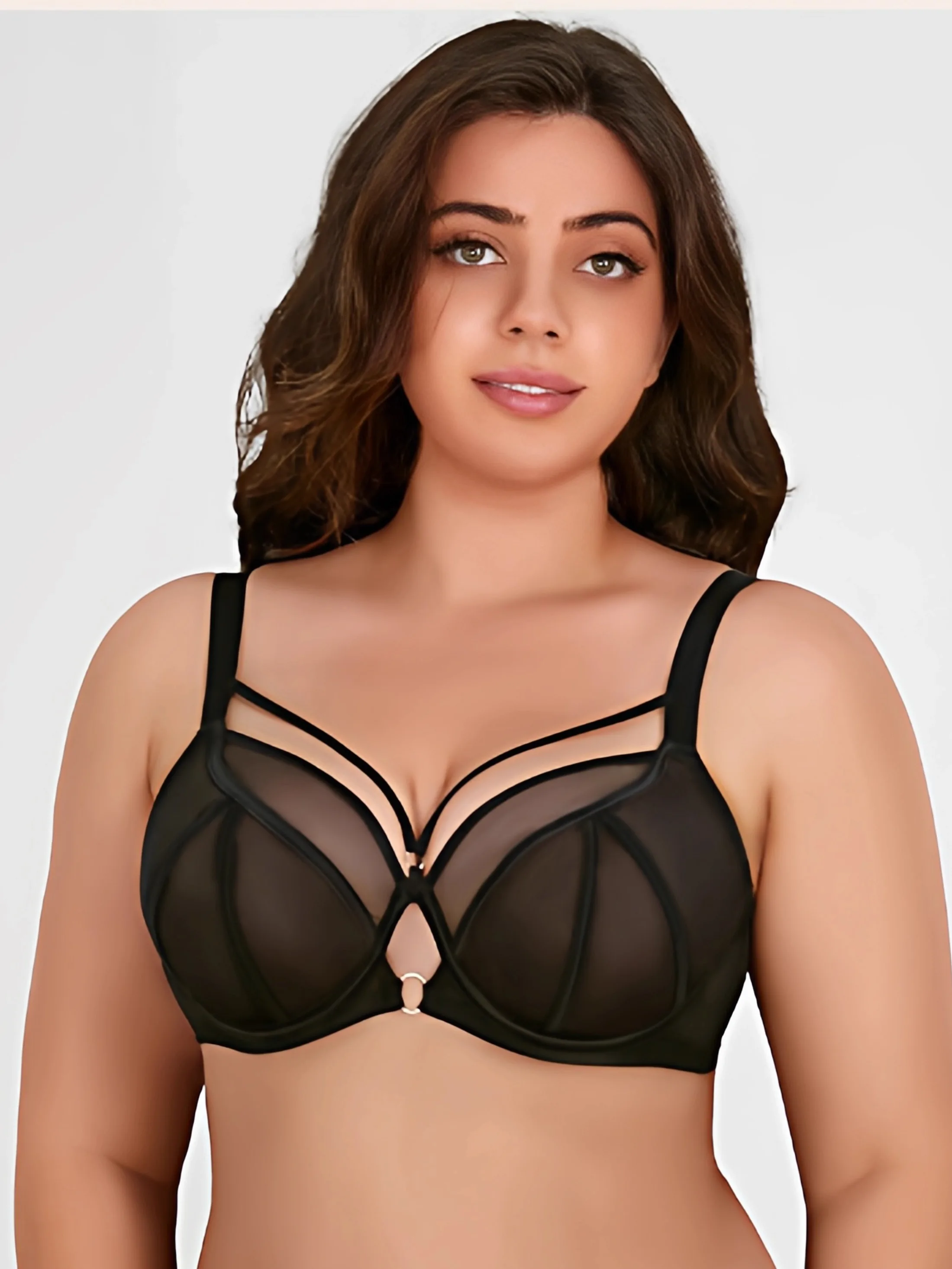 セクシーな超薄型通気性快適ソフトスチールリングフルカップメッシュ下着ブラジャーは外側の拡張を防ぎ、小さな胸を露出させません