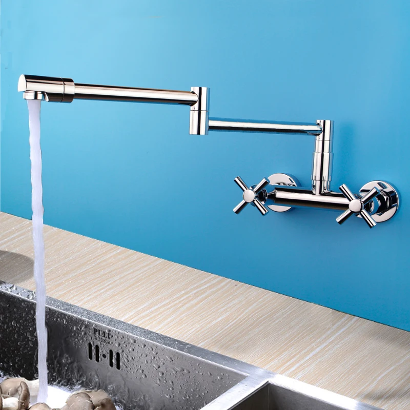 

Kitchen fold faucet cold and hot copper sink sink vegetable basin faucet can be rotated, fold faucet