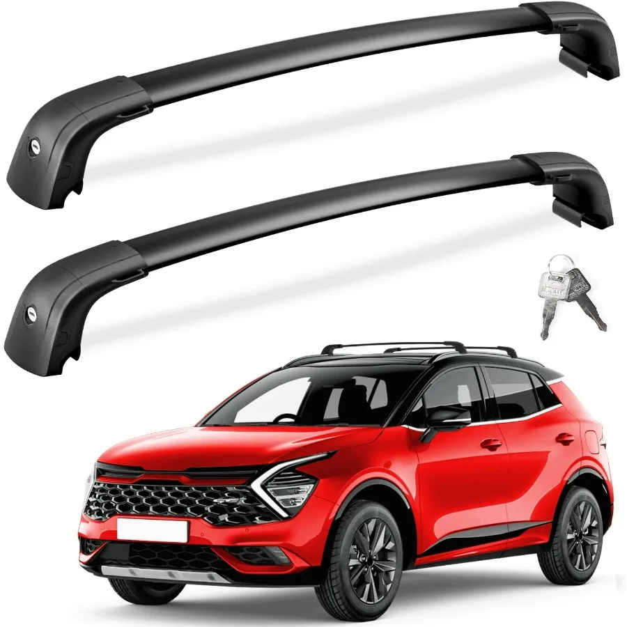 

Запираемые поперечины для багажника на крышу, 220 фунтов, сверхмощные алюминиевые поперечины на крышу, совместимые с Kia Sportage 20162025, скрытое крепление