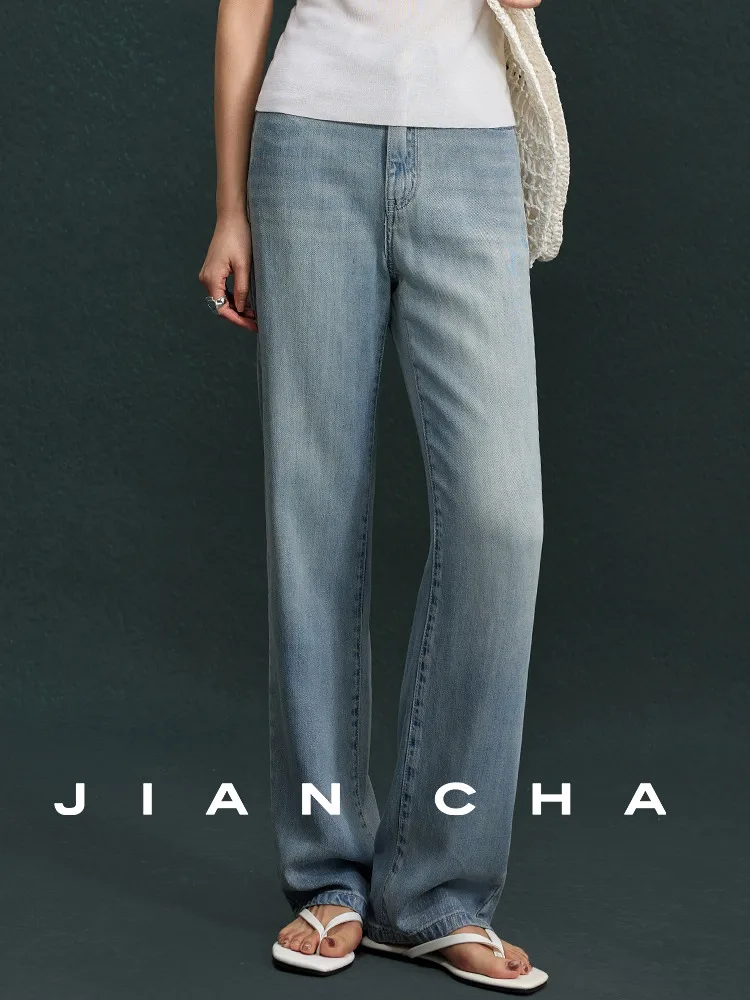 

Джинсы Jiancha "Cowboy Uprising" с широкими штанинами, винтажные синие, с высокой талией, прямого кроя, для женщин, летняя коллекция